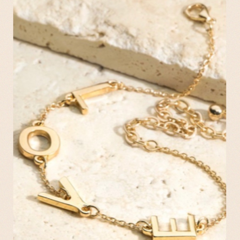 “love” Gold Tone Letter Bracelet